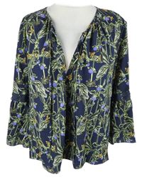 Dámská tmavomodrá květovaná halenka Topshop 