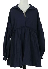 Dámska tmavomodrá blúzková á plisovaná tunika Zara
