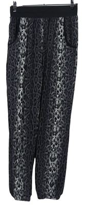 Dámské černo-šedé vzorované harémové kalhoty Qed London 