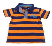 Tmavomodro-oranžové pruhované polo tričko s výšivkou Kiki&Koko