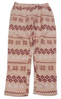 Světlerůžové vzorované fleecové kalhoty Lupilu