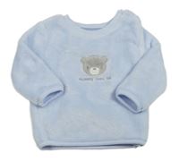 Svetlomodrá chlpatá mikina s medvěďom Little nutmeg
