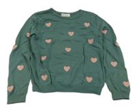 Zelený sveter so srdiečkami H&M