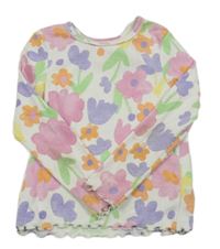 Bílé květinové žebrované triko Primark