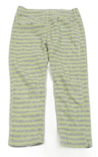 Šedo-limetkové pruhované sametové tepláky