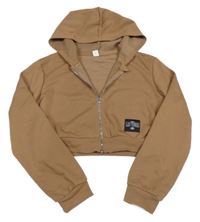 Hnedá crop prepínaci mikina s kapucňou Shein