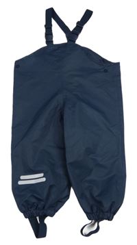 Tmavomodré šusťákové podšité lacláče s proužky Tchibo