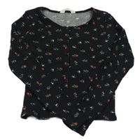 Čierne kvetinové crop tričko H&M