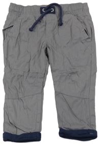Šedé plátěné podšité kalhoty 