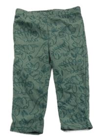 Tmavozelené fleecové nohavice s dinosaurami kiabi