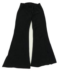 Čierne rebrované flare legíny Hema