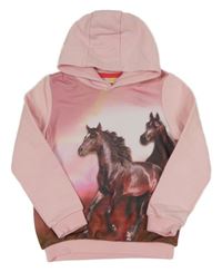 Svetloružová mikina s koníky a kapucňou kids