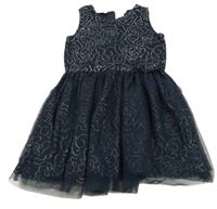 Tmavomodré vzorované tylové šaty Name it