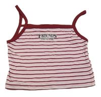 Vínovo-ružovo-pruhovaný crop top s nápisom