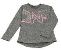 Sivé melírované športové tričko s ružovým nápisom