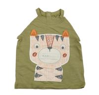 Kaki-biele tričko s tigrom Tu