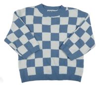 Modro-biely kockovaný sveter Rikiki
