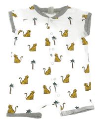 Smetanovo-šedý overal s gepardy a palmami H&M