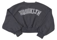 Antracitová crop mikina s nápisom Primark