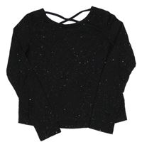 Čierne trblietavé tričko s křížením na zádech H&M