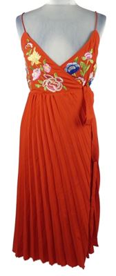 Nové - Dámské červené zavinovací plisované šaty s květy Asos