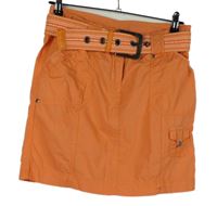 Dámska oranžová plátenná sukňa s opaskom