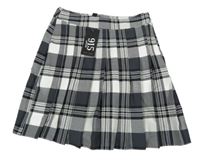 Nové - čierno-biela kockovaná skladaná sukňa