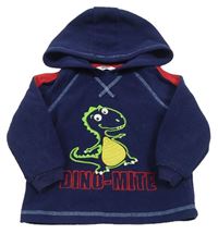 Tmavomodrá fleecová mikina s dinem a kapucňou M&Co.