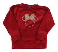 Červená zamatová mikina s Minnie z cvočků Disney + George