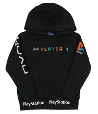Čierna mikina s nápisom a kapucí - PlayStation
