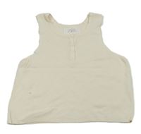 Smetanový pletený crop top s cvoky Zara