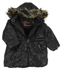 Čierna šušťáková zimná parka s kapucňou Next