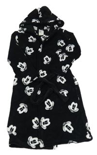 Černý chlupatý župan s Mickeym a kapucí H&M