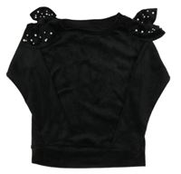 Čierna plyšová mikina s mašľami