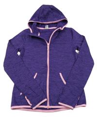Fialová žíhaná propínací thermo mikina s kapucí Yigga