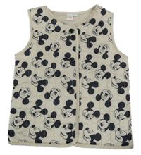 Béžová šušťáková ľahká zateplená vesta s Mickeym Disney