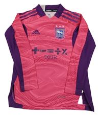 Růžovo-fialové vzorované fotbalové triko s erbem Adidas