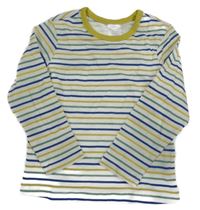 Bielo-modor-zelené pruhované tričko Pocopiano