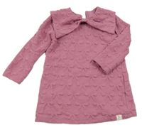 Staroružové teplákové šaty s mašľami a golierom George