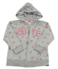 Sivá prepínaci mikina so srdíčky, nápisom a kapucňou Dopodopo