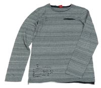 Šedé žíhané triko s nápisy a kapsou S. Oliver