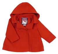 Červený flaušový podšitý kabát s kapucňou F&F