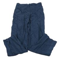 Tmavomodré melírované ľanové spoločenské nohavice H&M
