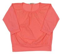 Neónově ružové tričko s kamienkami H&M