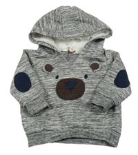 Sivá melírovaná mikina s ňufáčikom  a kapucňou Topomini