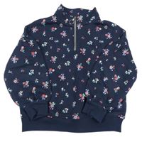 Tmavomodrá kvetovaná oversize mikina M&S