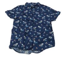 Tmavomodrá košile s palmami Next