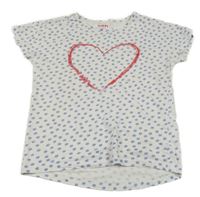 Bílé puntíkaté pyžamové tričko se srdcem Tchibo