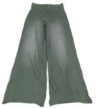 Khaki široké kalhoty riflového vzhledu H&M
