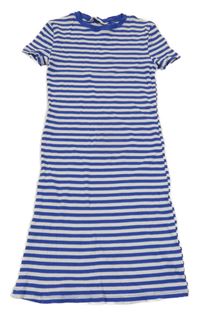 Modro-biele pruhované rebrované šaty H&M
